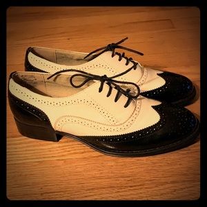 Black and White Flat Dress Shoes